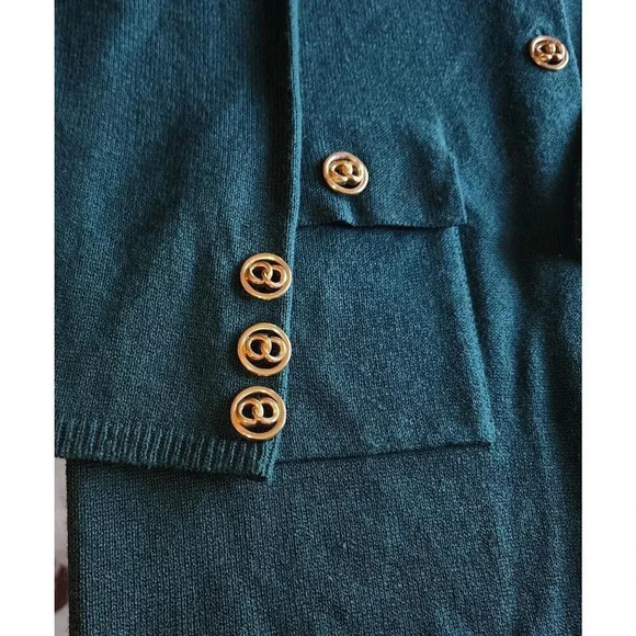 Danielle Women's Green Acrylic Blend Long Sleeve Front Buttons Sweater Jacket - Picture 11 of 12